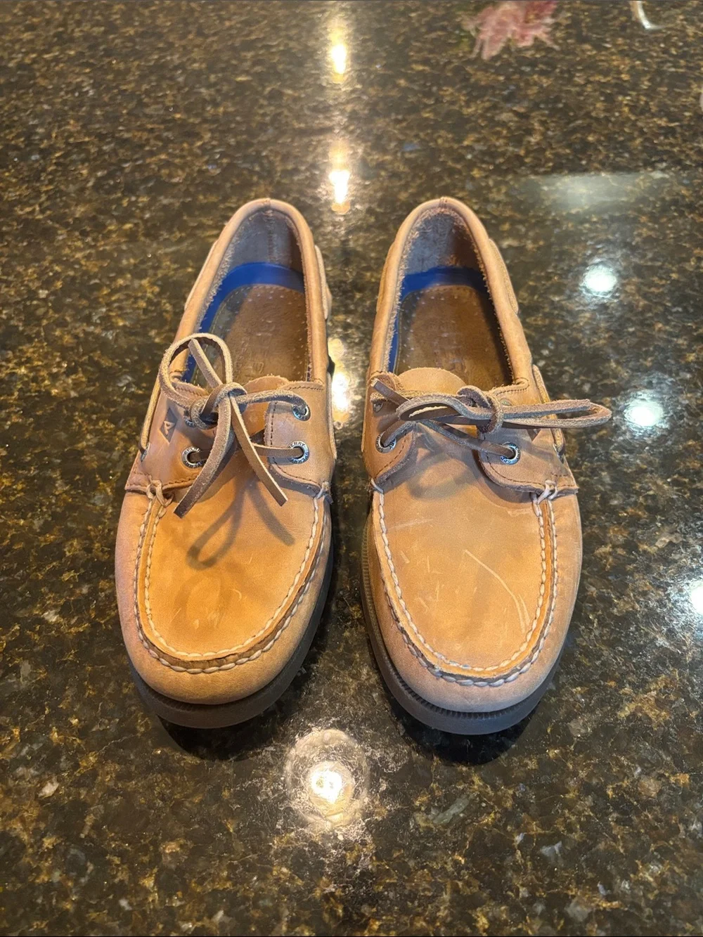 Sperry Men's Tan Leather Moc Toe Boat Shoes - new without tags